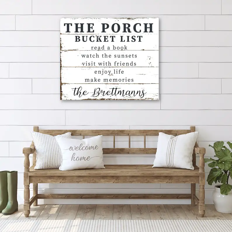 The Porch Bucket list Decor- Bucket list ideas