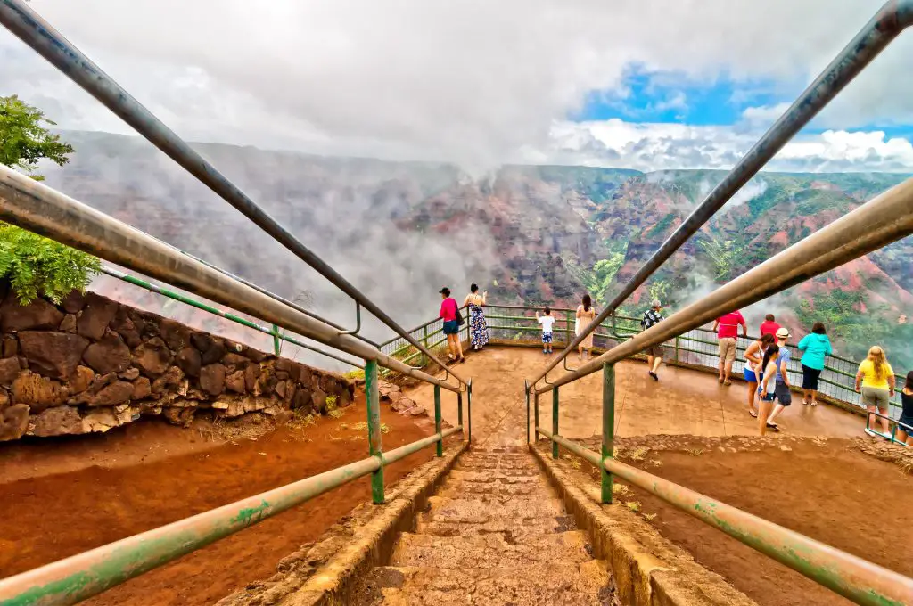 Tourists at a Lookout into the Waimea Canyon- One Week in Kauai
