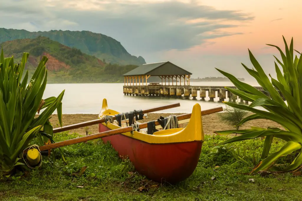 Hawaiian Canoe by Hanalei Pier- One Week in Kauai