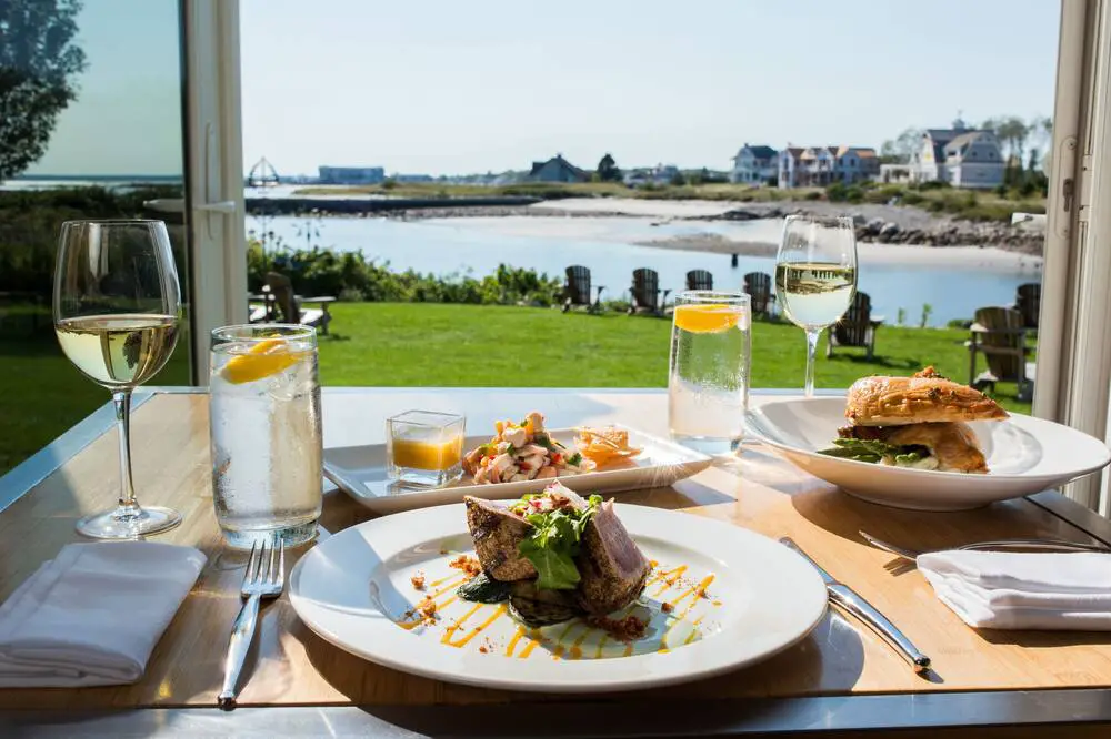 Dining with an ocean view at the Breakwater Inn & Spa Kennebunkport